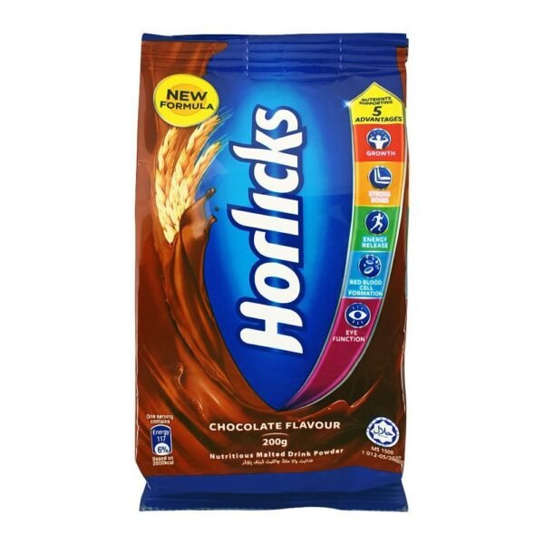 HORLICKS CHOCOLATE FLAVOUR POUCH 200G