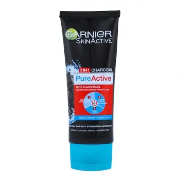 GARNIER PURE ACTIVE FACE WASH 3IN1 CHARCOAL 100ML
