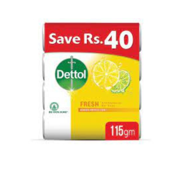 DETTOL SOAP ANTI-BACTERIAL FRESH SAVE RS:40 4(X115G)