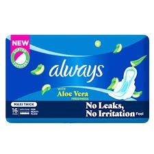 Always Maxi Thick Aloe Vera Sanitary Pads – 16 Pcs
