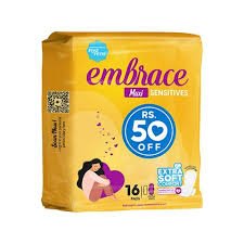 Embrace Essentials Maxi Sensitive Extra Long Sanitary Pads – 16 Pcs