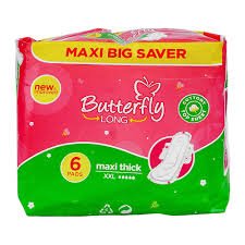 Butterfly Long Sanitary Pads – 6 Pcs