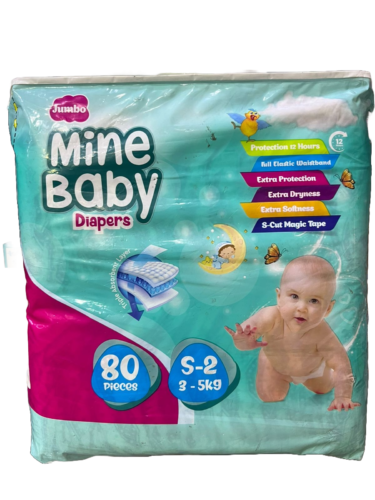 MINE BABY DIAPERS S2 80PCS (3-5KG)