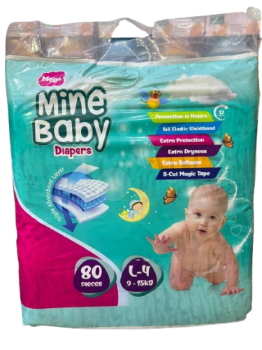 MINE BABY DIAPERS L4 80PCS (9-15KG)
