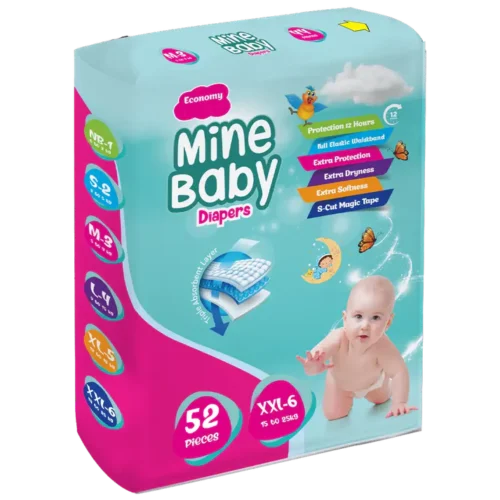 MINE BABY DIAPERS XXL6 52PCS (18-25KG)