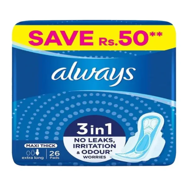 ALWAYS  SANITAREY PAD MAXI THICK EXTRA LONG 26PCS