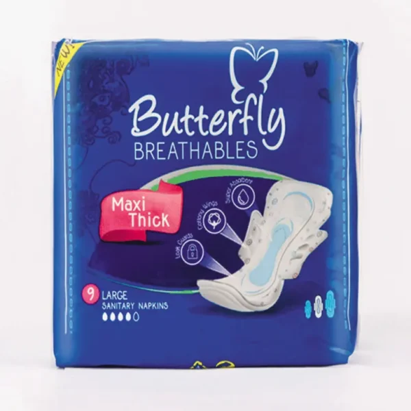 BUTTERFLY SANITARY NAPKINS MAXI THICK LONG 9PCS