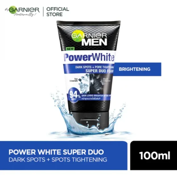 GARNIER MEN FACE WASH POWER WHITE SUPER DUO 100ML