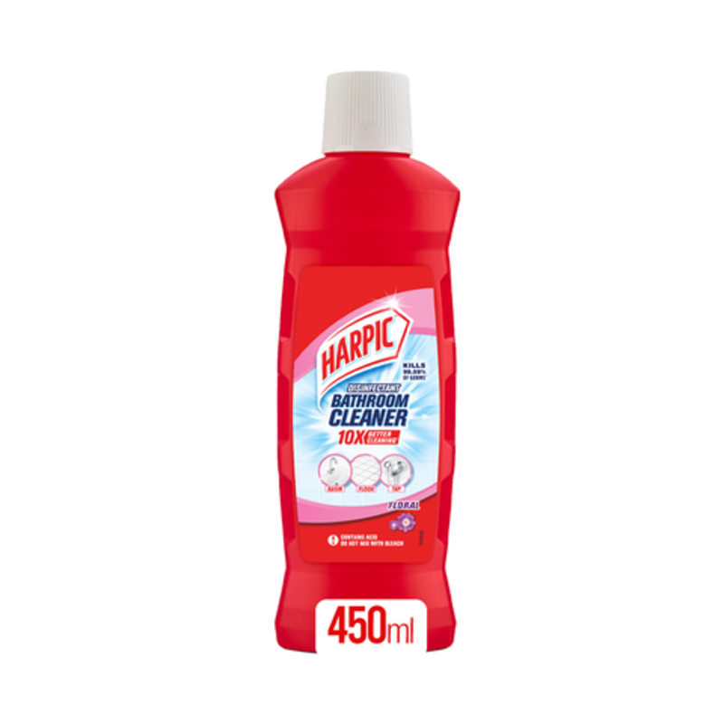 HARPIC-BATHROOM-CLEANER-10X-MAX-CLEAN-FLORAL-450ML.webp HARPIC BATHROOM CLEANER 10X MAX CLEAN FLORAL 450ML - Image 1