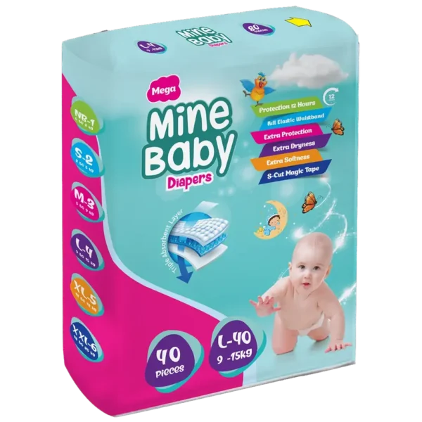 MINE BABY DIAPERS L-40 (9-15KG)