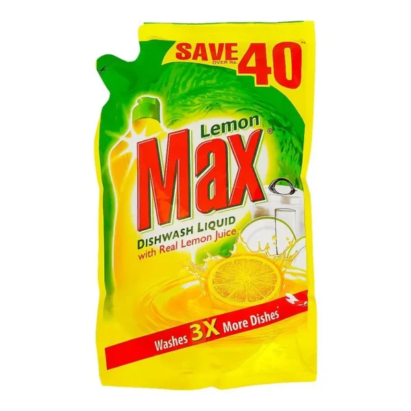 LEMON MAX DISHWASH LIQUID ANTI-BACTERIAL POUCH 450ML