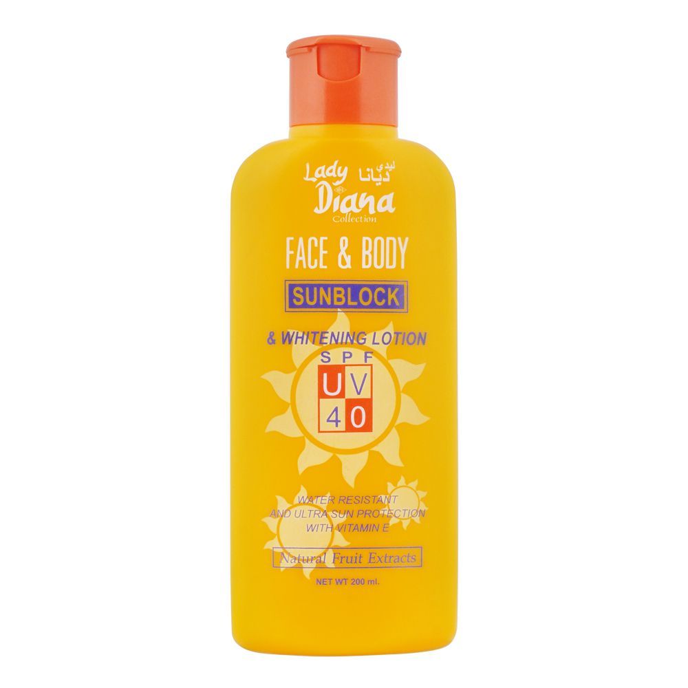 Lady-Diana-Face-Body-Sunblock-Whitening-Lotion-SPF-40-200ml LADY DIANA FACE BODY SUNBLOCK WHITENING LOTION UV40 200ML - Image 1