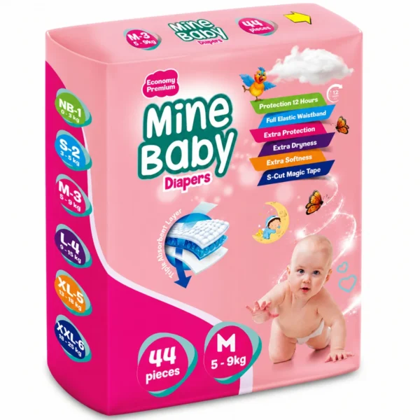 MINE BABY DIAPERS M-44 (5-9KG)