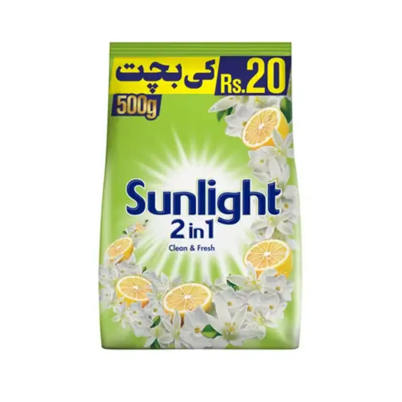 SUNLIGHT-WASHING-POWDER-2IN1-CLEAN-JASMINE-FRESH-GREEN-500G.webp SUNLIGHT WASHING POWDER 2IN1 CLEAN & JASMINE FRESH GREEN 500G - Image 1