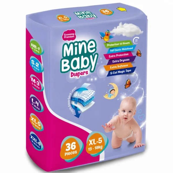 MINE BABY DIAPERS XL-36PCS 13-18KG