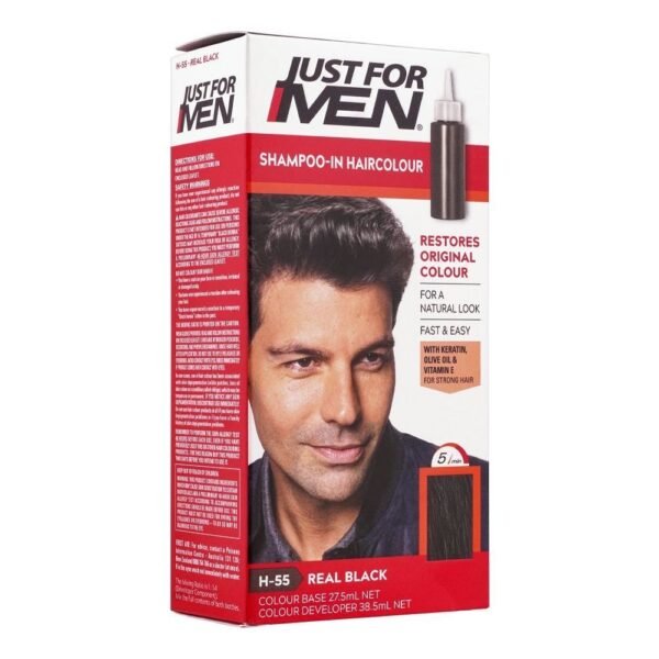 JUST FOR MEN SHAMPOO IN HAIR COLOR H-55 REAL BLACK