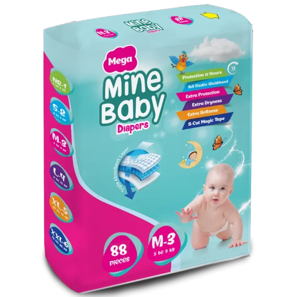 MINE BABY DIAPERS M-88 (5-9KG)