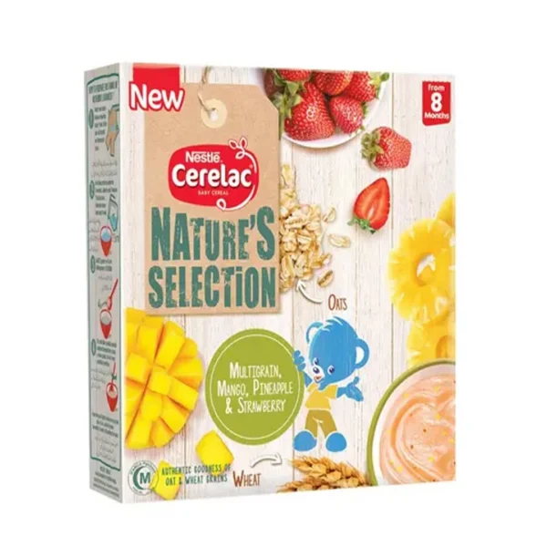NESTLE CERELAC NATURE SECELTION MULTI GRAIN MANGO PINEAPPLE & STRAWBERRY FROM 8 MONTHS 175G