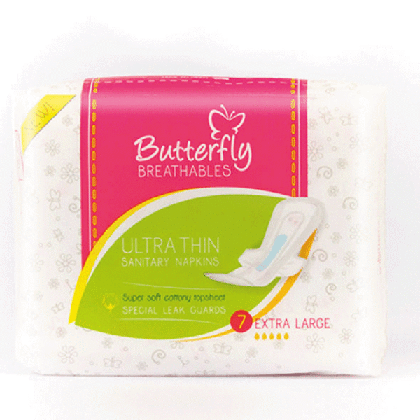 BUTTERFLY SANITARY NAPKINS ULTRA THIN COTTON EXTRA LARGE 10PCS