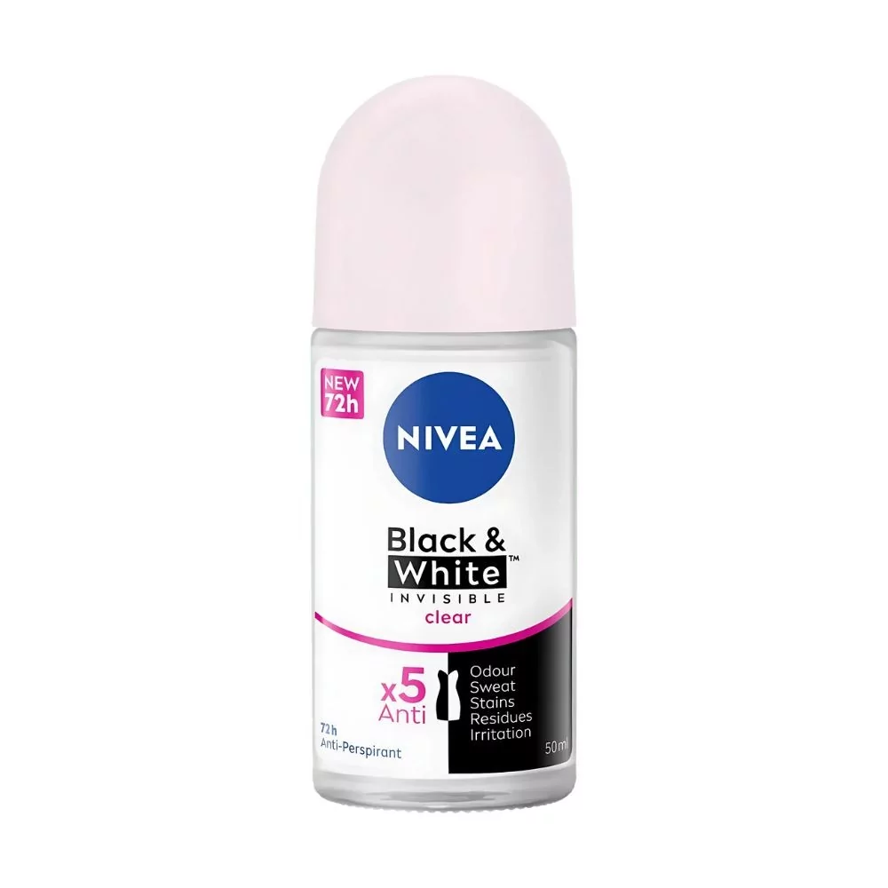 NIVEA-Black-White-Invisible-Clear-Deodorant-Roll-On-50ml.jpg NIVEA DEODORANT ROLL ON INVISIBLE CLEAR 50ML - Image 1